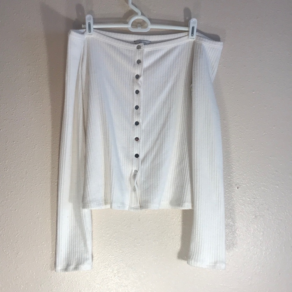 GUESS over the shoulder white top